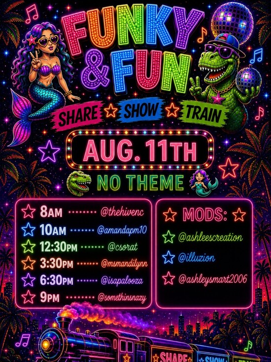 Funky & Fun Other - 8/11 Funky & Fun Share Show Train 8am- 11:30pm Or Later!